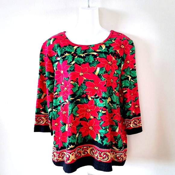 Vintahe Tradition Country Collection Festice Top with Red Sequins - Picture 1 of 4